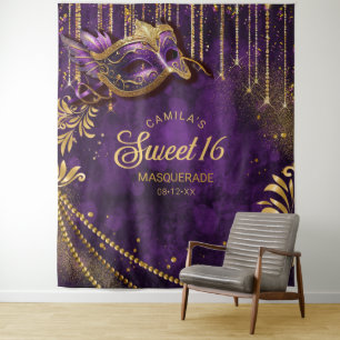 Sweet 16 Masquerade Lila Foto Hintergrund ID1032 Wandteppich