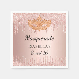Sweet 16 masquerade Rose Gold Glitzer Tropfen Part Serviette