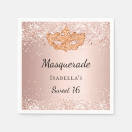 Sweet 16 masquerade Rose Goldmaske Party Serviette