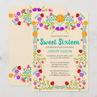 Sweet 16 Mexican Fiesta Champagne Floral Geburtsta Einladung