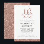 Sweet 16 Minimal Rose Gold Pink Glitzer Geburtstag Einladung<br><div class="desc">Eine schlichte und minimalistisch-elegante Rose Gold Glitzer Streifen Design mit hellschwarz graue Typografie und ein individuelles Geburtstagsmonogramm auf eine schlichte und schicke,  moderne,  süße 16 Geburtstagseinladung für das Chill Girly Girly,  das klassische Eleganz bevorzugt. Party-Dekorationselemente werden auch im Paper Traube Designer Shop koordiniert!</div>