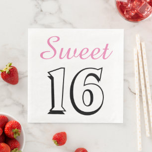 Sweet 16 Modern Chic Pink Birthday Party Paper Serviette