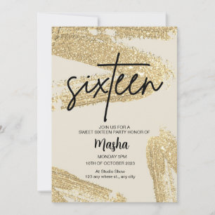 Sweet 16 Modern Dusty Pink & Gold Glitzer Card Feiertagskarte