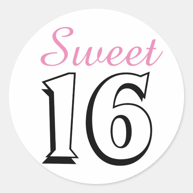 Sweet 16 Modern Pink Birthday Party Gefallen Runder Aufkleber (Vorderseite)