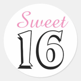 Sweet 16 Modern Pink Birthday Party Gefallen Runder Aufkleber