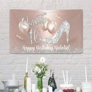 Sweet 16 Moderne Rose Gold Girl 16. Geburtstag Banner