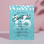 Sweet 16 Moderner Türkis Glitzer Girl Birthday Einladung<br><div class="desc">Sweet 16 Moderne Türkis Glitzer Girl Geburtstagseinladungen.</div>
