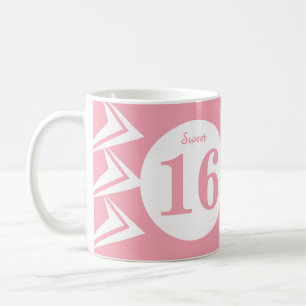 Sweet 16 monogramm name Rosa und Weiß Kaffeetasse