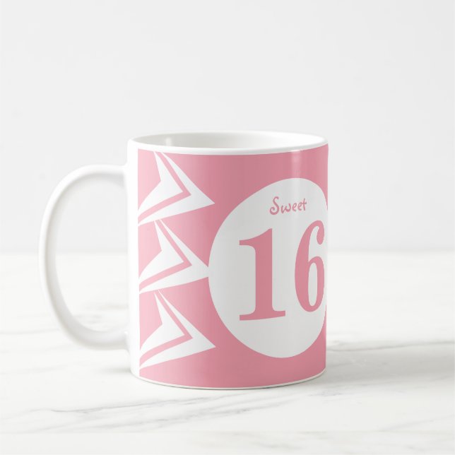 Sweet 16 monogramm name Rosa und Weiß Kaffeetasse (Links)