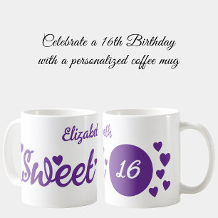 Sweet 16 name 16. Geburtstag lila Kaffeetasse