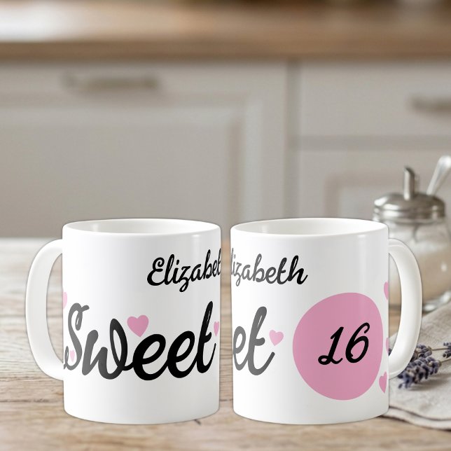 Sweet 16 name 16. Geburtstag pink Kaffeetasse (Von Creator hochgeladen)
