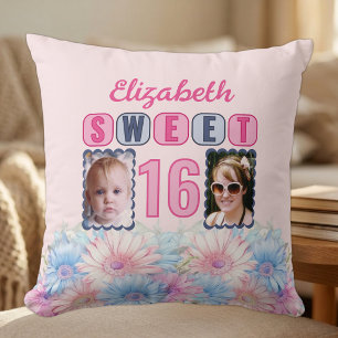 Sweet 16 name 2 Fotos gerbera Blume pink Kissen