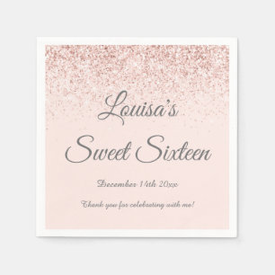 Sweet 16 Napkin Blush Pink & Rose Gold Party Dekor Serviette