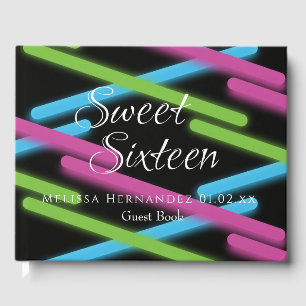 Sweet 16 Neon Glow in der dunklen Lasergeometrie Gästebuch