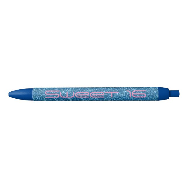 Sweet 16, Number Sixteen, Blue Pink Glitzer Pen Kugelschreiber (Vorderseite)
