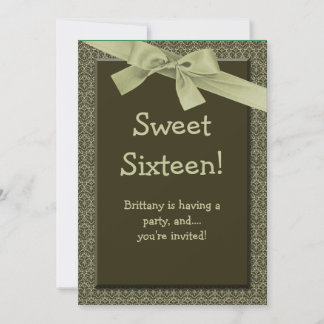 Sweet 16 Olive Green Bow Geburtstagsparty Einladun Einladung