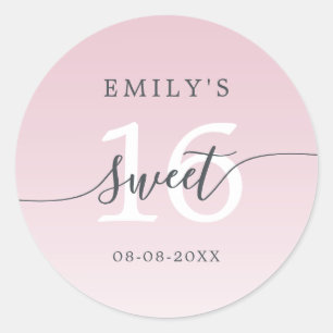 Sweet 16 Parfait Pink Ombre Individuelle Name Datu Runder Aufkleber