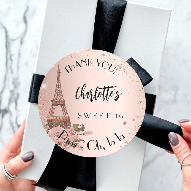 Sweet 16 Paris Eiffel Turm Vielen Dank Runder Aufkleber (Von Creator hochgeladen)