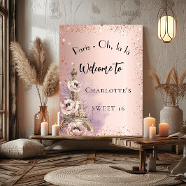 Sweet 16 Paris Eiffelturm Rose Gold Empfang Poster