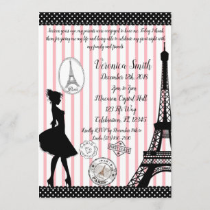 Sweet 16 Paris Passport Pink & Black Einladung