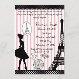 Sweet 16 Paris Passport Pink & Black Einladung