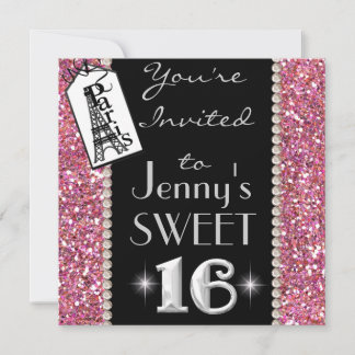 SWEET 16 Paris THEME Party Einladung mit BLING!