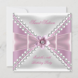 Sweet 16 Party 16 . Geburtstag Pink Weiße Blume Einladung