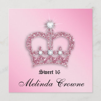 Sweet 16 Party Einladen Rosa Prinzessin Crown Tiar Einladung