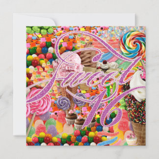 Sweet 16 Party Einladend Candy Pink Glitzer Einladung
