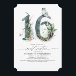 Sweet 16 Party Einladung - Grünpflanzen und Gold<br><div class="desc">Grün und goldenes Blattwerk,  süße 16. Geburtstagsfeier</div>