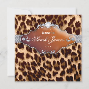 Sweet 16 Party Einladung Leopard Brown Black