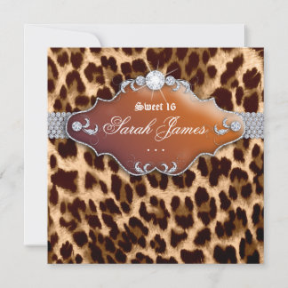 Sweet 16 Party Einladung Leopard Brown Black