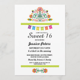 Sweet 16 Party Floral Fiesta Mexikanischer Geburts Einladung