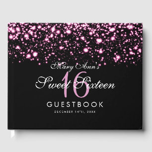 Sweet 16 Party Guestbook Mitternacht Glam Pink Gästebuch