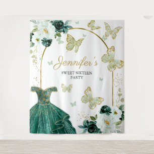 Sweet 16 Party Hintergrund - Schmetterlingsblumenk Wandteppich