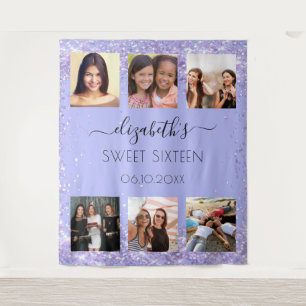 Sweet 16 Party Lavendel Foto Collage Wandteppich
