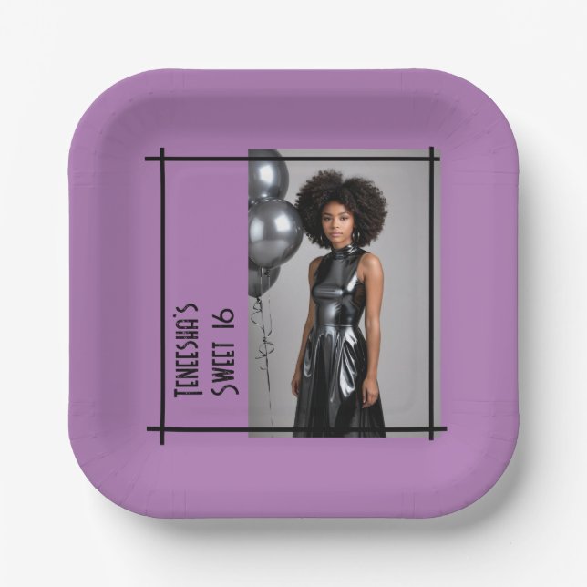 Sweet 16 Party lilac lila Foto Pappteller (Vorderseite)