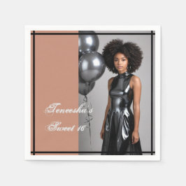 sweet 16 party paper napkin mocha brown serviette