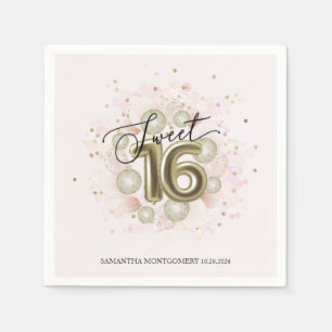 Sweet 16 Party Pink Gold Confetti Serviette