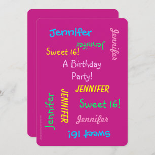 Sweet 16 Party Rosa Einladung, Personalisiert, Nam Einladung