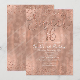 Sweet 16 Party Rosa Rose Gold Glamour Einladungen