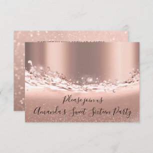 Sweet 16. Party Rose Gold Glitzer Brautparty Einladung