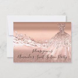 Sweet 16. Party Rose Gold Glitzer Ocean Bridal Einladung