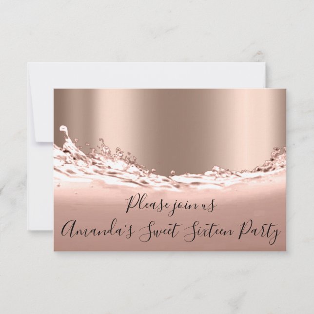 Sweet 16. Party Rose Gold Glitzer Ocean Bridal Einladung (Vorderseite)