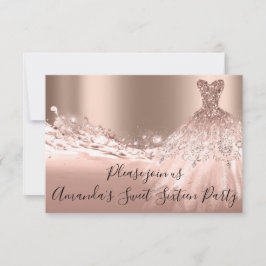 Sweet 16. Party Rose Gold Glitzer Ocean Dress Einladung
