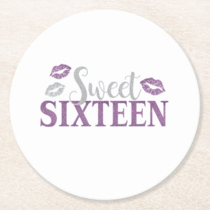 Sweet 16 Party Runder Pappuntersetzer