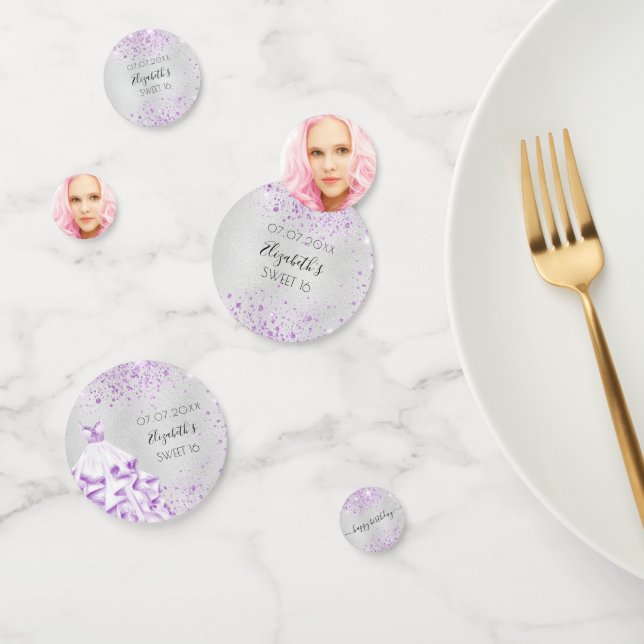 Sweet 16 Party silber lila Glitzer Kleid Foto Konfetti (Gruppe)