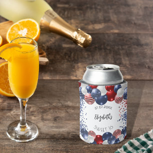 Sweet 16 patriotic USA Rot-Blau-Flagge Dosenkühler