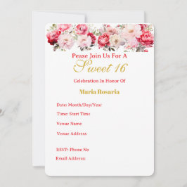 Sweet 16 Personalised Floral Invitation Ankündigung