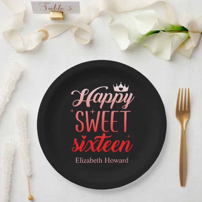 Sweet 16 Personalisiert Paper Pappteller (Hochzeit)